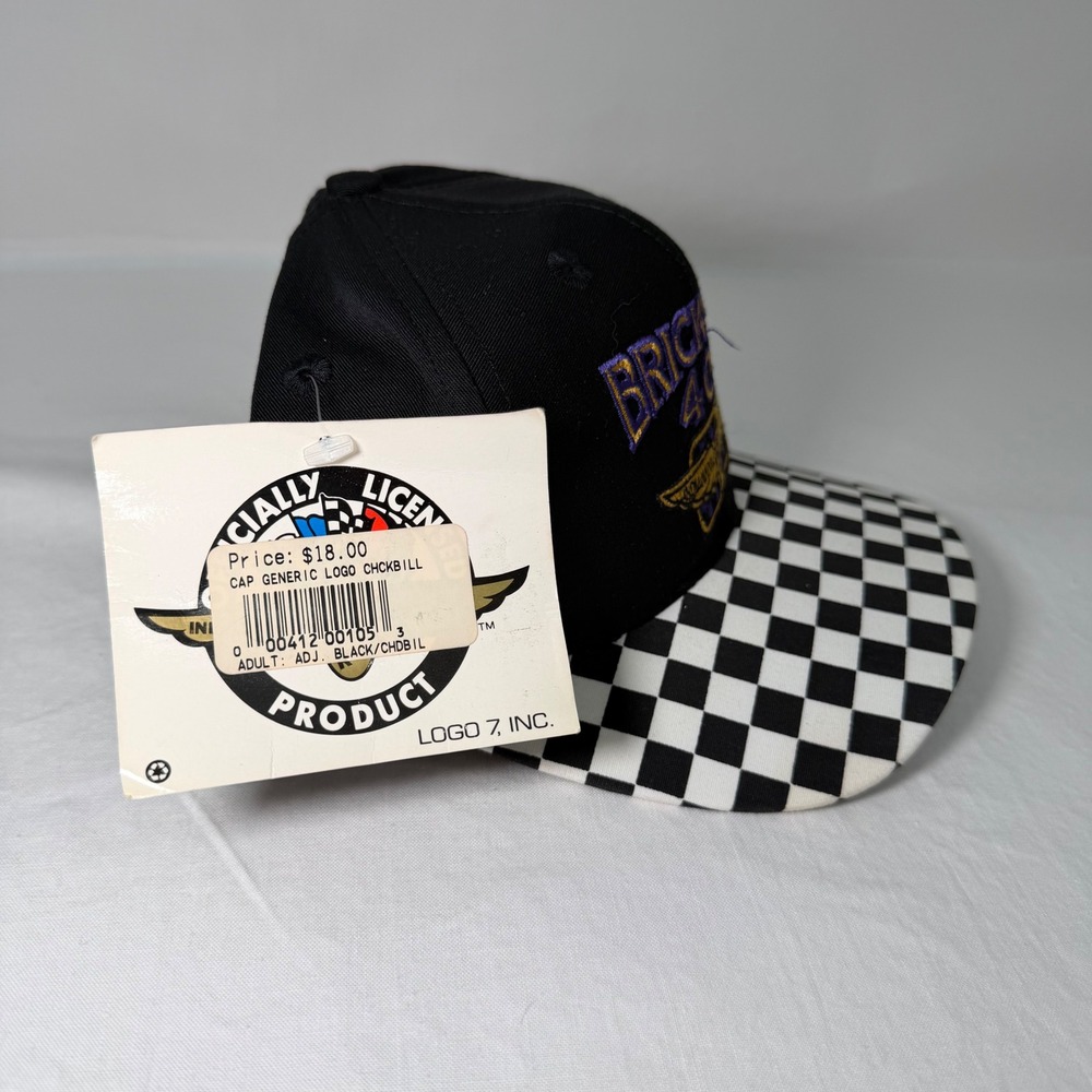 NWT Vintage 90s NASCAR Brickyard 400 Hat SnapBack Checkered Flag Athletic Logo 7 - Picture 2 of 5